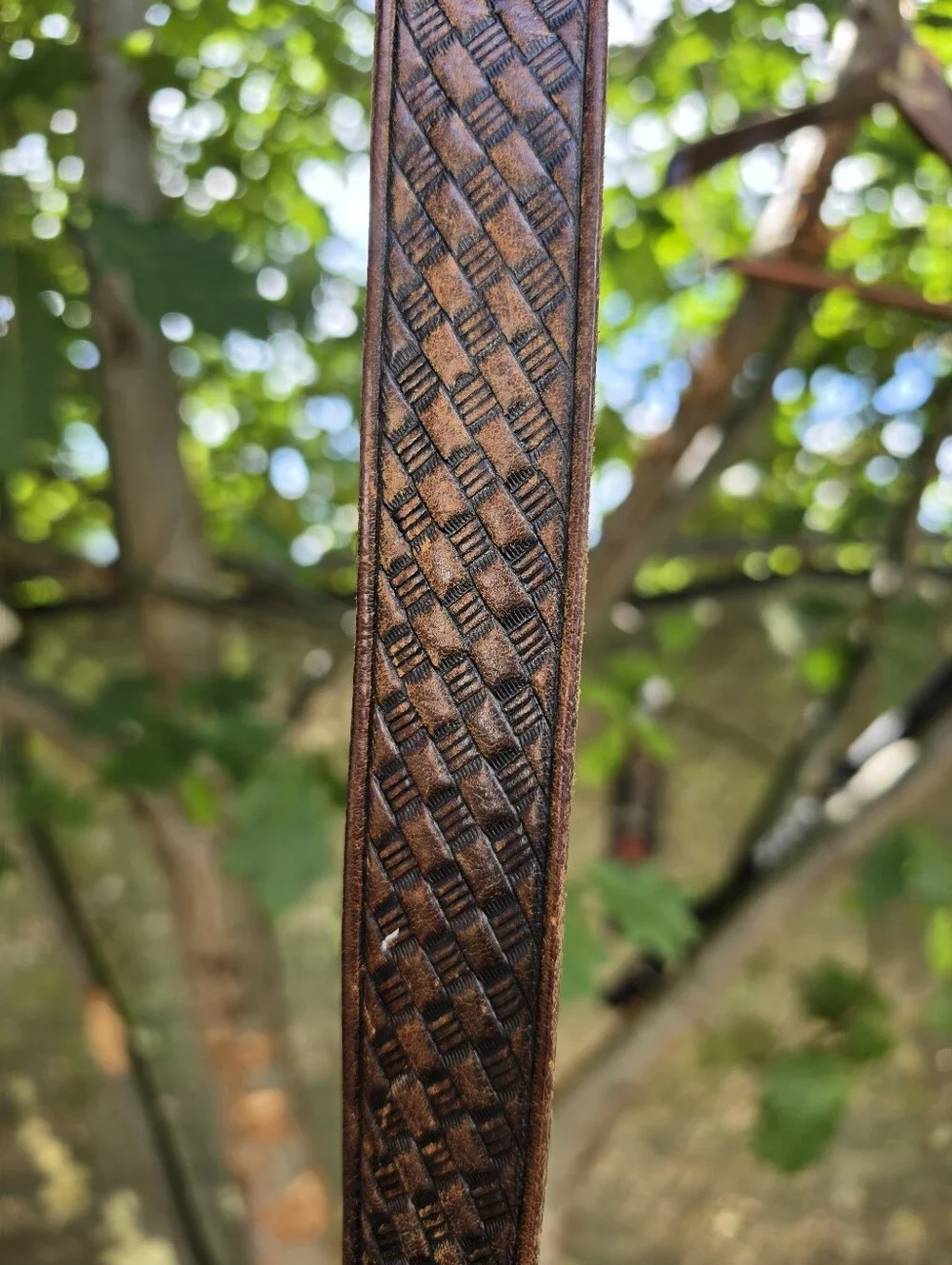 Vtg 70's 80's Brown Hand-Tooled Leather Belt Western Americana Rugged Workwear